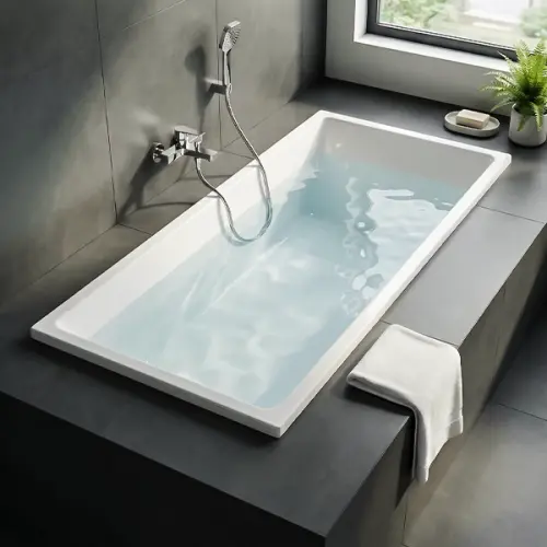 حوض استحمام (بانيو) هوميك جداري أبيض لامع 170×80×50 سم